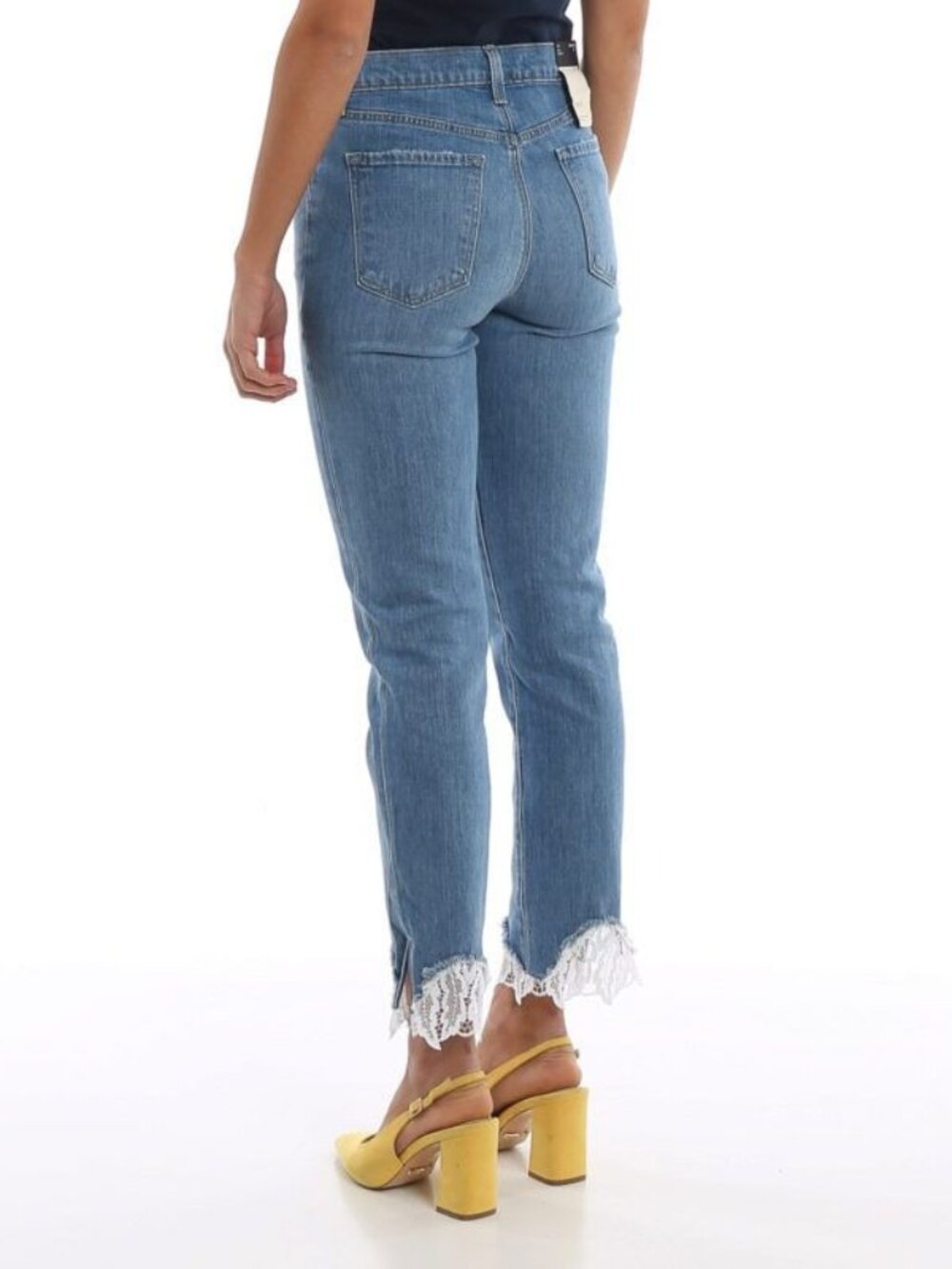 J Brand Ruby Lace Trimmed Jeans 31 High Rise Crop Cigarette Stretch - Picture 16 of 16